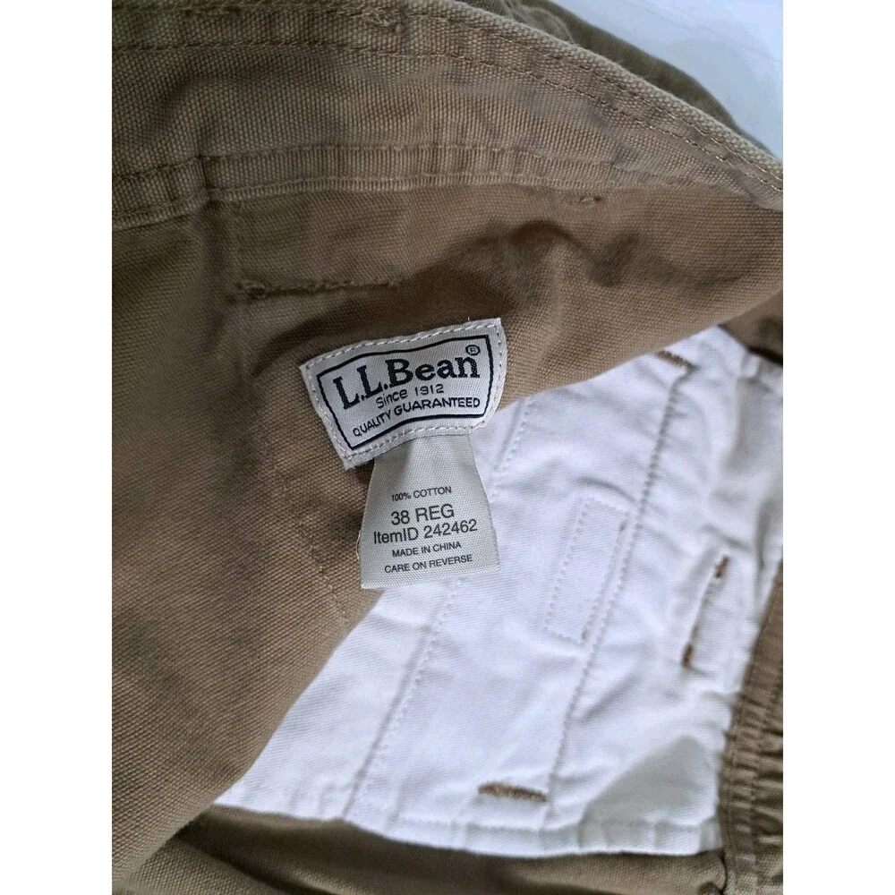 LL Bean Cargo Shorts Mens 38 Brown Safari Utility Dark Khaki Canvas Hike Fishing
